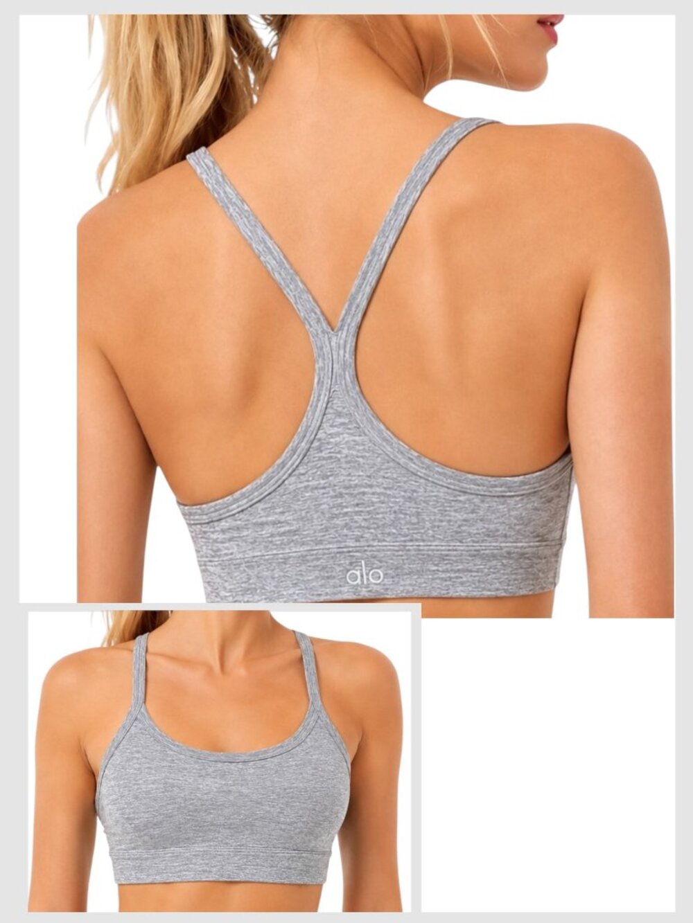 Alo Yoga Alosoft Sports Bra Gray Strappy Seamless XS